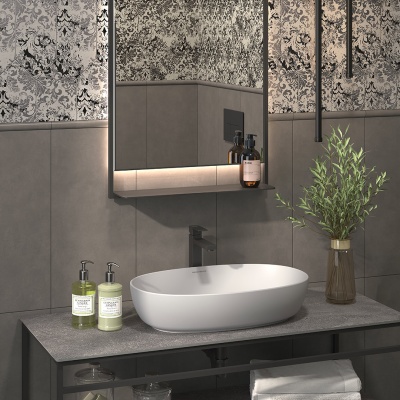 Раковина Plaza/Плаза накладная 60, белая глянцевая