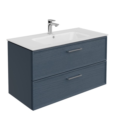 Тумба Piano Classic/Пиано Классик подвесная 95 см, 2 ящика, ясень синий матовый