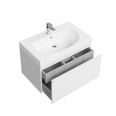 Тумба Modula/Модула подвесная 80 с ящиком 1+1, белая глянцевая Тумба Modula/Модула подвесная 80 с ящиком 1+1, белая глянцевая