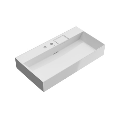 Раковина Logica/Лоджика мебельная\подвесная с двумя отверстиями 90, белая глянцевая