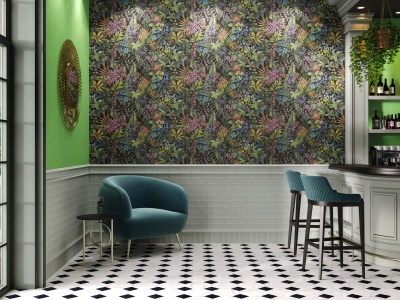 Обои виниловые Джангл мотив, чёрный цветной Обои виниловые Джангл мотив, чёрный цветной