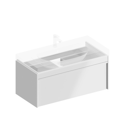 Тумба Modula/Модула подвесная 100 с ящиком 1+1, белая глянцевая Тумба Modula/Модула подвесная 100 с ящиком 1+1, белая глянцевая