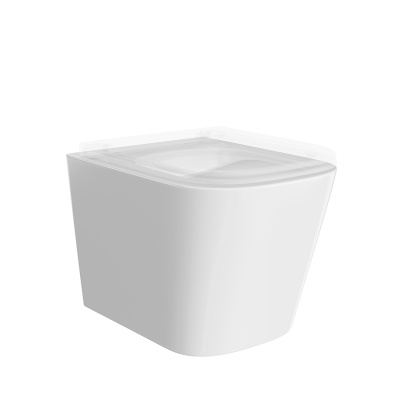 Унитаз Cubo/Кубо подвесной безободковый с крепежом и сиденьем, белый глянцевый Унитаз Cubo/Кубо подвесной безободковый с крепежом и сиденьем, белый глянцевый