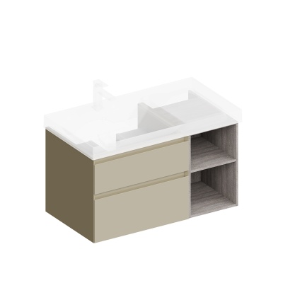 Тумба Cubo/Кубо левая подвесная с ящиками 90, лимо матовая-древесная Тумба Cubo/Кубо левая подвесная с ящиками 90, лимо матовая-древесная