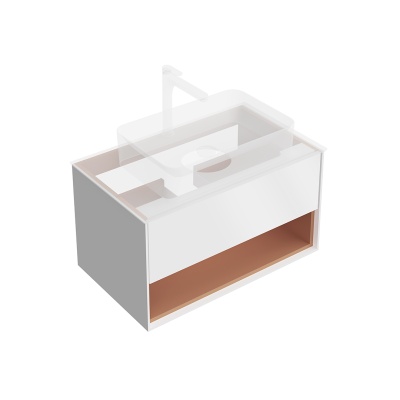 Тумба PLAZA Modern подвесная 80, push, 1 ящик, подсветка, белая матовая+сахара Тумба PLAZA Modern подвесная 80, push, 1 ящик, подсветка, белая матовая+сахара