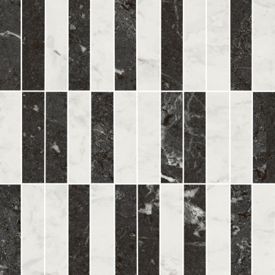 Декор Тубкаль мозаичный микс чёрный белый глянцевый обрезной 30x30x0,9 Декор Тубкаль мозаичный микс чёрный белый глянцевый обрезной 30x30x0,9