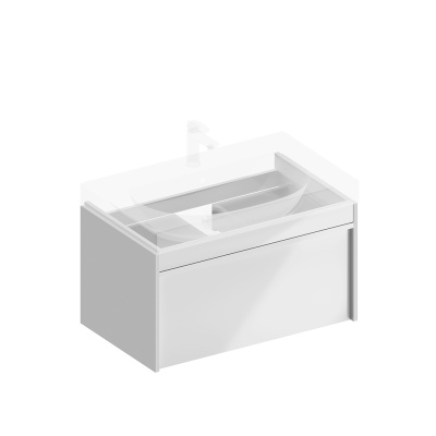 Тумба Modula/Модула подвесная 80 с ящиком 1+1, белая глянцевая Тумба Modula/Модула подвесная 80 с ящиком 1+1, белая глянцевая