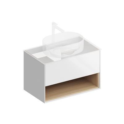 Тумба Plaza Modern/Плаза Модерн подвесная 80 белый 1 ящик + полка