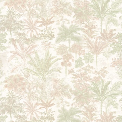 Обои виниловые Оазис мотив, бежевый, зелёный
