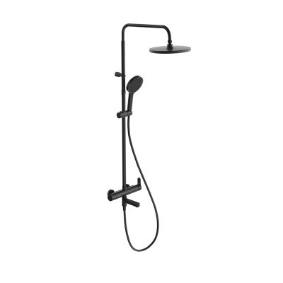 Душевая колонна Fonte/Фонте на 3 потока с поворотным изливом и механическим смесителем, черный матовый Душевая колонна Fonte/Фонте на 3 потока с поворотным изливом и механическим смесителем, черный матовый