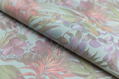 Обои виниловые Джангл мотив, голубой цветной Обои виниловые Джангл мотив, голубой цветной