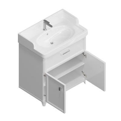 Тумба Pompei/Помпеи напольная с ящиком и дверцами 80, белая глянцевая