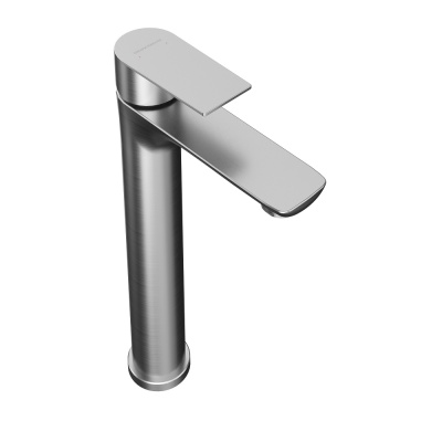 Смеситель Велато для раковины высокий без донного клапана, брашированная сталь