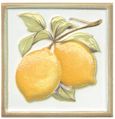 Декор Капри Лимончики глянцевый 9,8x9,8x1,1