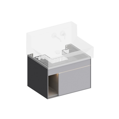 Тумба Logica M/Лоджика М подвесная 2 выдвижных ящика 65, серый