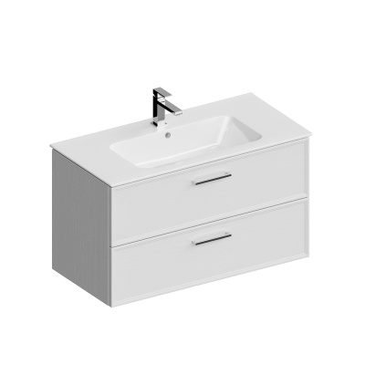 Тумба PIANO Classic подвесная 95 см, 2 ящика, ясень белый матовый Тумба PIANO Classic подвесная 95 см, 2 ящика, ясень белый матовый