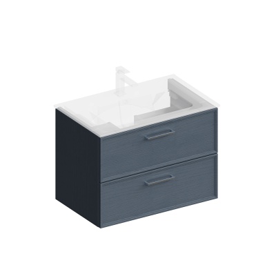 Тумба PIANO Classic подвесная 75 см, 2 ящика, ясень синий матовый