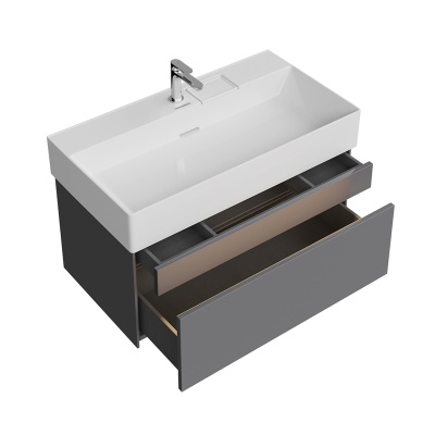 Тумба LOGICA подвесная 2 ящика 90 см, стальной серый