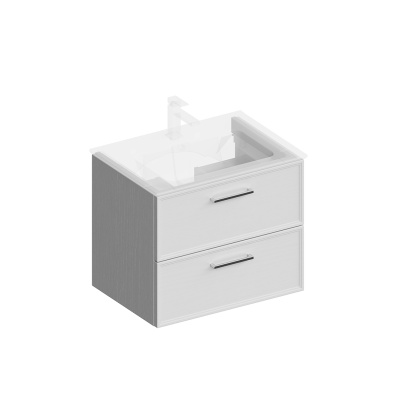 Тумба PIANO Classic подвесная 65 см, 2 ящика, ясень белый матовый