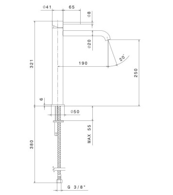 Смеситель для раковины ETERNA, высокий, без донного клапана, брашированная медь