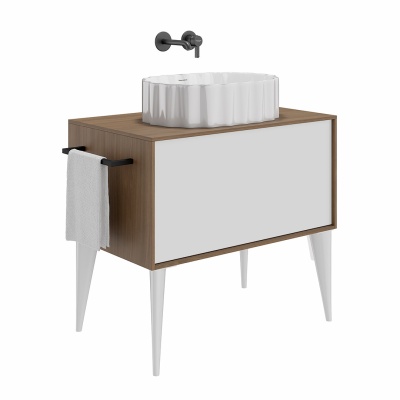 Тумба ATOLLO напольная/подвесная с ящиком 80, белая матовая Тумба ATOLLO напольная/подвесная с ящиком 80, белая матовая