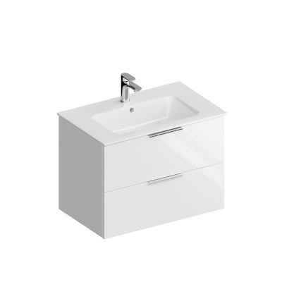 Тумба PIANO Forte подвесная 75 см, 2 ящика, белый глянцевый