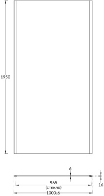 Душевая боковая панель VETRO, 100х195, матовый черный Душевая боковая панель VETRO, 100х195, матовый черный