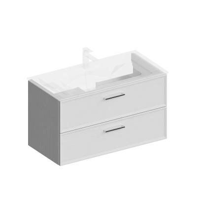 Тумба PIANO Classic подвесная 95 см, 2 ящика, ясень белый матовый Тумба PIANO Classic подвесная 95 см, 2 ящика, ясень белый матовый