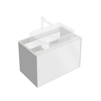 Тумба PLAZA Modern подвесная 80, push, 2 ящика, белая матовая Тумба PLAZA Modern подвесная 80, push, 2 ящика, белая матовая
