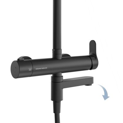 Душевая колонна FONTE на 3 потока с поворотным изливом и механическим смесителем, черный матовый