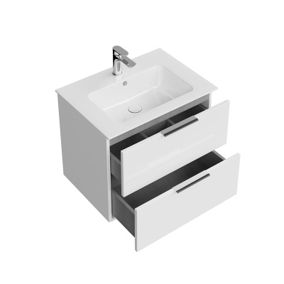 Тумба PIANO Forte подвесная 65 см, 2 ящика, белый глянцевый