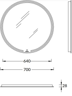 Зеркало MIO круглое с диммером 70, белое