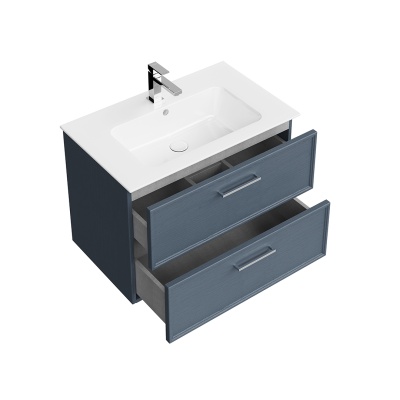 Тумба PIANO Classic подвесная 75 см, 2 ящика, ясень синий матовый