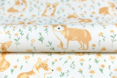 Обои виниловые на флизелиновой основе Уик-энд мотив, жёлто-зелёный корги