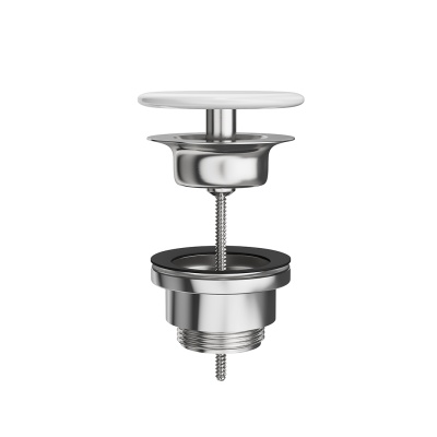 Донный клапан с керамической крышкой, белый глянцевый