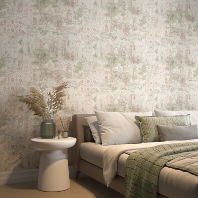 Обои виниловые Впечатление мотив, зеленый Обои виниловые Впечатление мотив, зеленый